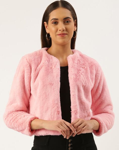 Bomber Jacket Forever 21 Pink Faux Fur Coat Faux-Fur Blouson