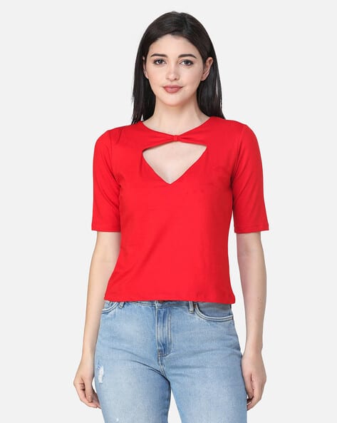 cutout v neck t shirt