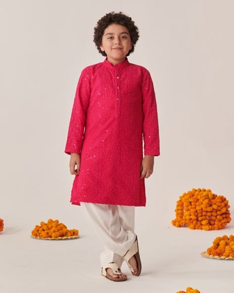 Pspeaches Boys Printed Kurta Pyjama Set