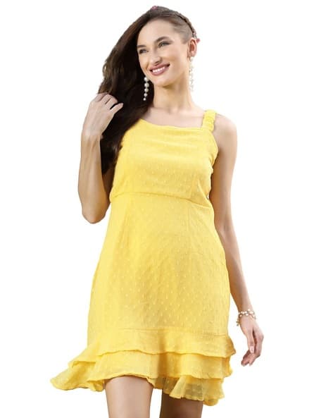 Textured Strappy A-Line Dress