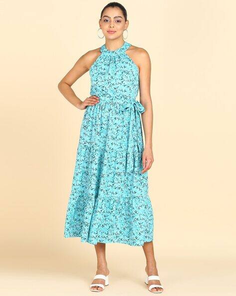 Price History of ZNX Clothing Floral Printed Halter Neck A-Line Midi Dress  (S) by Myntra from Myntra 111_6760442