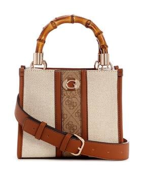 guess Logo Print Satchel with Adjustable Strap-picture-20
