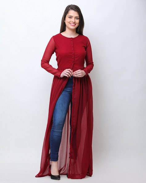 Buy Maroon Shirts Tops Tunic for Women by Cation Online Ajio