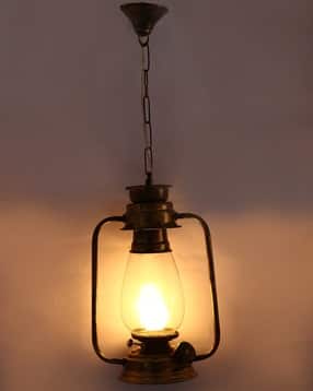 Afast Vintage Kerosene Lantern Electricity Hanging Lamp Light, LED compatible, Gold & Clear Hanging Lights-picture-15