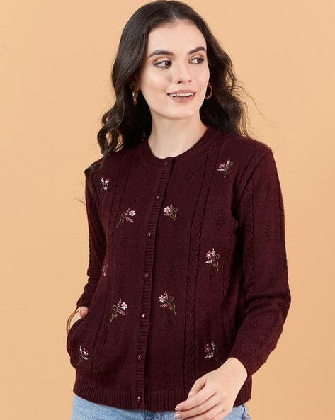 Buy Maroon Sweaters & Cardigans for Women by CLAPTON Online | Ajio.com