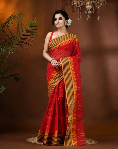 Indie Picks Handloom Pure Cotton Saree with Woven Mina Design
