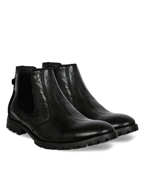 Allen Cooper Men Ankle Length Boots with Metal Accent