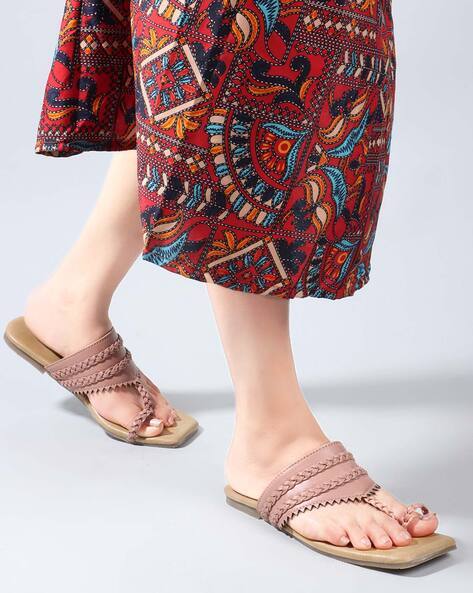 Women Braided Toe-Ring Flat Sandals