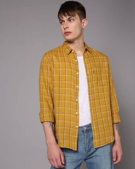 yellow plaid top