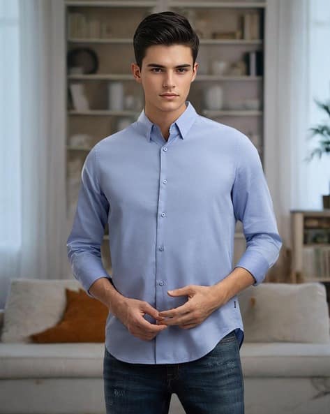 SUPERDRY Studios Satin French Placket Regular Fit Shirt