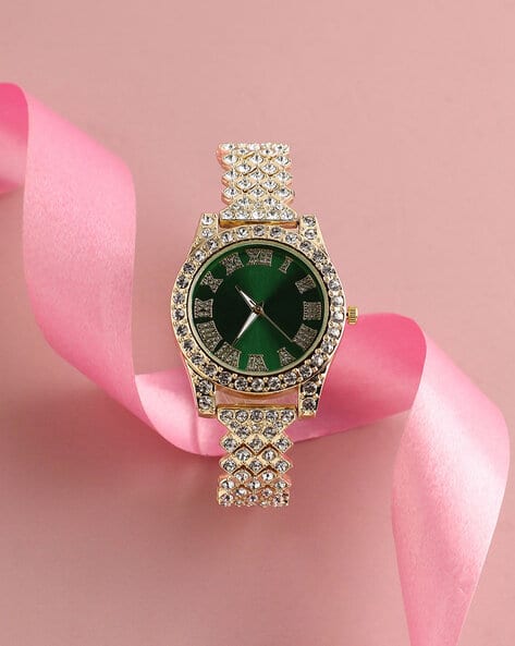 Haute Sauce Women Gold-Plated Stone-Studded Analogue Watch