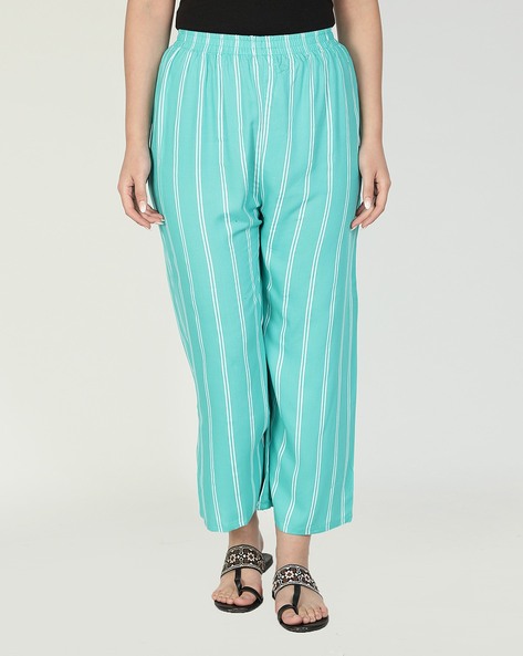 Women Striped Palazzos with Elasticated Waist Price in India