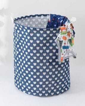 Graphic Print Cylindrical Laundry Basket