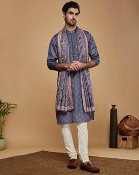 kisah Men Floral Print Stole-picture-41