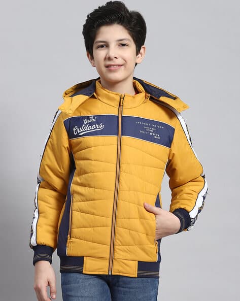 Boys Typographic Print Zip-Front Hooded Jacket