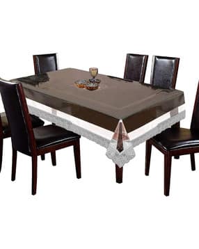 kuber industries 6-Seater Transparent Table Cover with Lace Border-picture-23