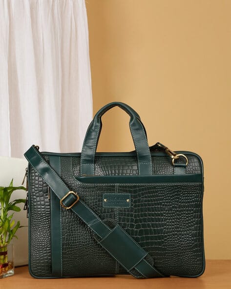 Buy Green Laptop Bags for Men by TEAKWOOD LEATHERS Online
