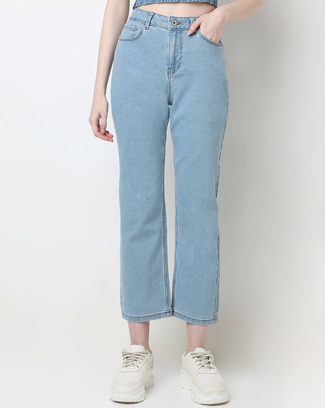 Women Straight Fit Jeans with Pocket Styling