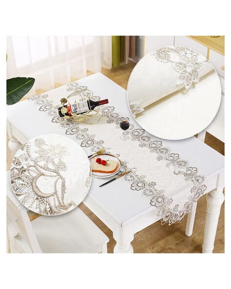 Floral Lace Border Dining Table Runner 70