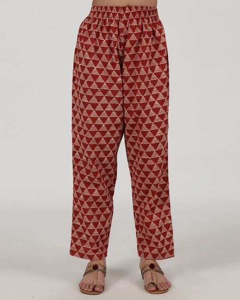 Women Printed Pants with Elasticated Waistband Price in India