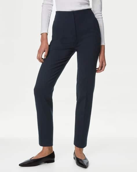 Buy Navy Blue Trousers Pants for Women by Marks Spencer Online
