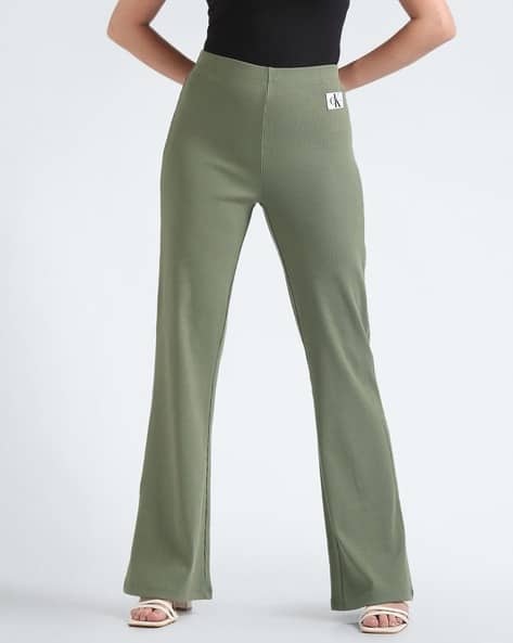 Calvin Klein Jeans Women Label Straight Fit Flat-Front Pants
