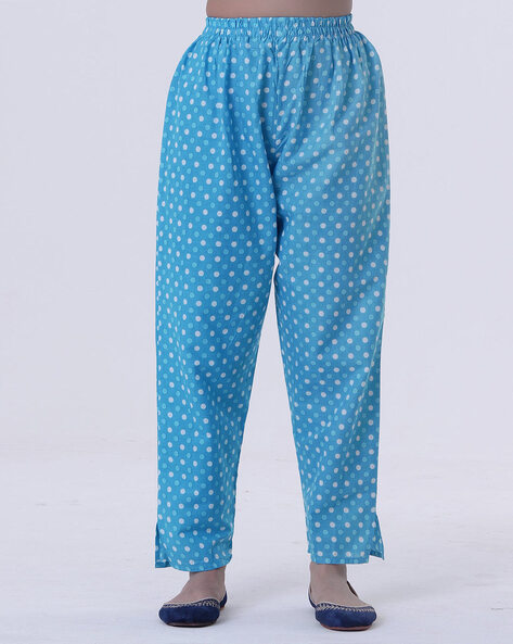 Women Polka-Dot Pants with Elasticated Waistband Price in India