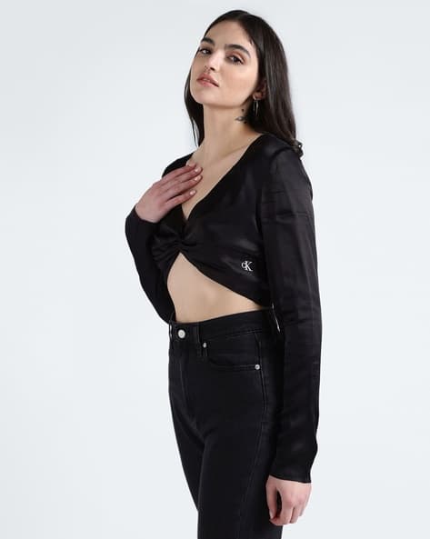 Women Knotted Relaxed Fit Crop Top