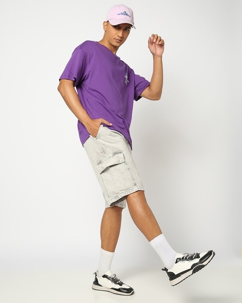 Men Washed Relaxed Fit Cargo Shorts