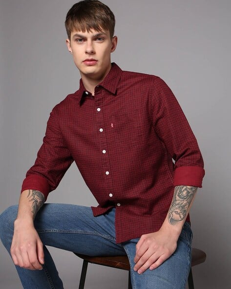 Men Geometric Print Slim Fit Shirt