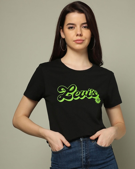 Women Brand Print Regular Fit Round-Neck T-Shirt