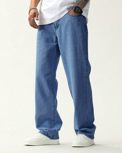 Men Baggy Jeans with Insert Pockets