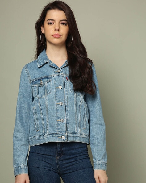 Women Lightly Washed Regular Fit Denim Jacket