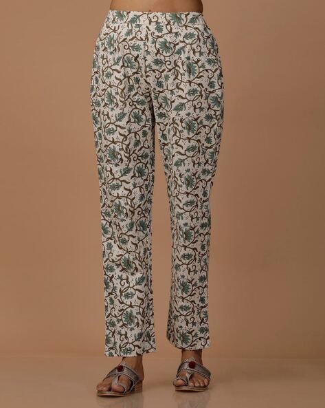 Women Floral Print Pants with Semi-Elasticated Waist Price in India