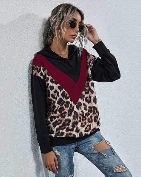 Animal Print Loose Fit Hoodie