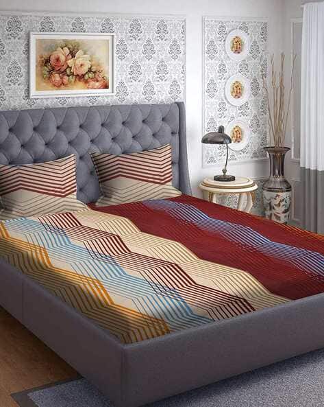 RRC Chevron Print Double Bedsheet with Pillow Covers