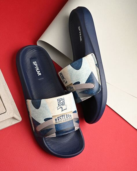 Men Typographic Print Slip-On Slides