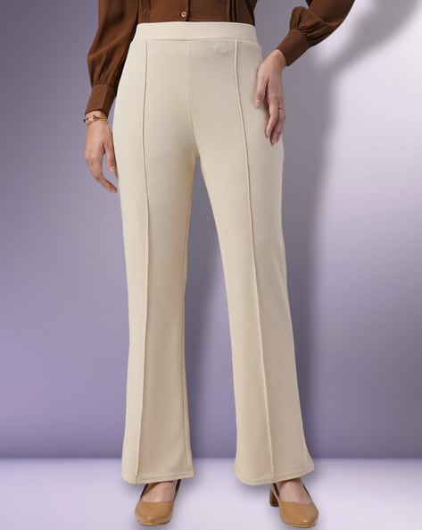 Fashion cream flared trousers