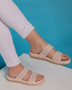 shezone Women Laser-Cut Open-Toe Slip-On Flat Sandals-picture-15