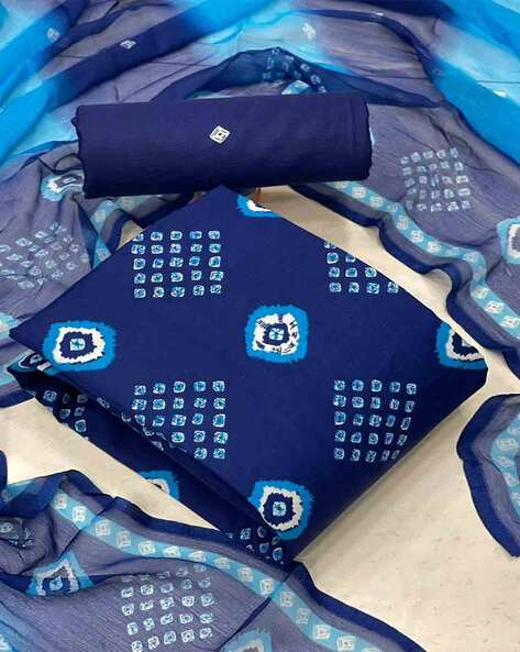 Buy Blue Dress Material for Women by Peachmode Online - Main Image