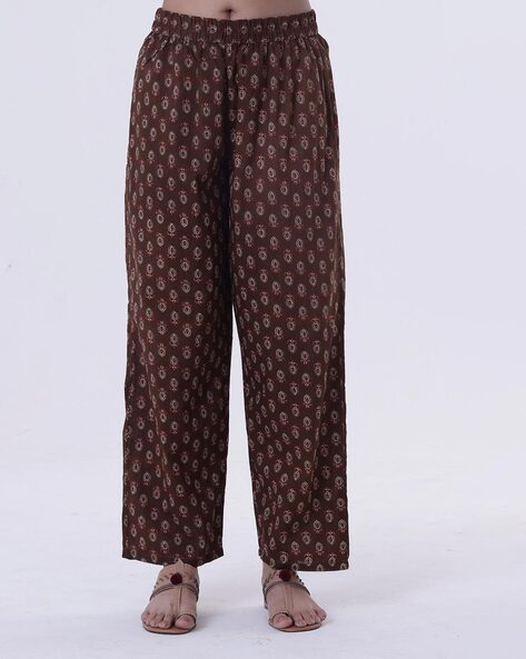 Women Block Print Pants with Elasticated Waist Price in India