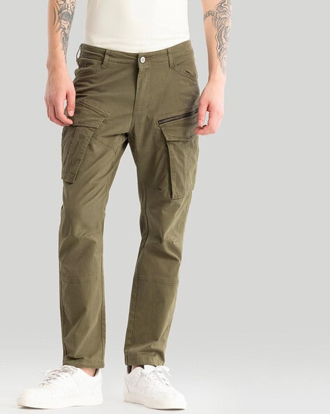 Men Relaxed Fit Cargo Pants with Insert Pockets