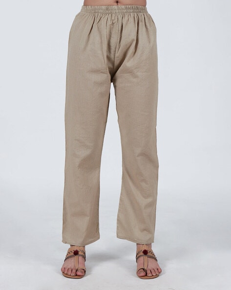 Women Striped Pants with Elasticated Waist Price in India