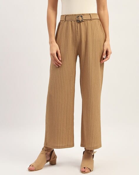 MADAME Women Ribbed Tapered Fit Pants