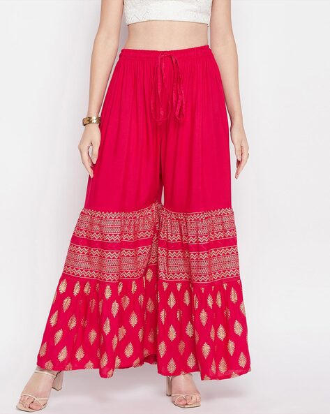 Women Printed Palazzos with Elasticated Waistband Price in India