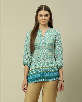 Women Floral Print Regular Fit Tunic-image-46