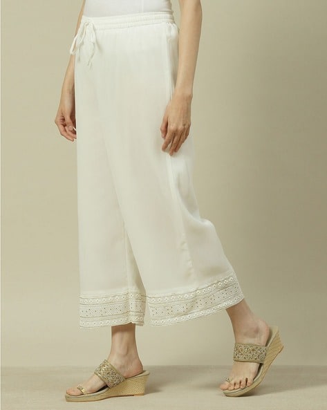 Buy Pearl White Pants for Women by Rangriti Online