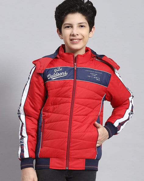 Boys Colourblock Regular Fit Hooded Jacket - Main Image