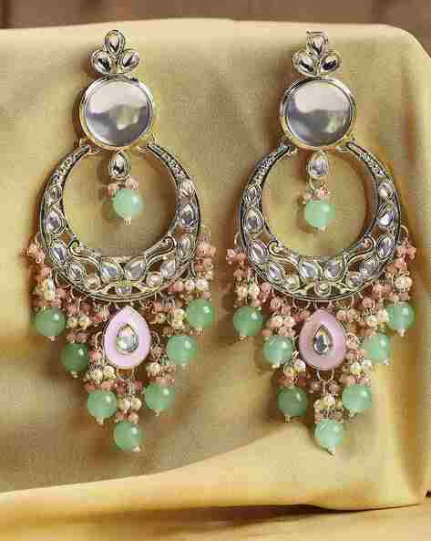 Women Stone-Studded Chandbali Earrings