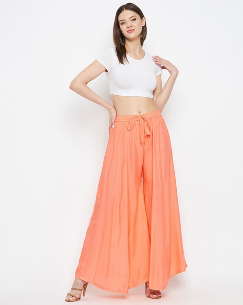 Women Palazzos with Drawstring Waist Price in India